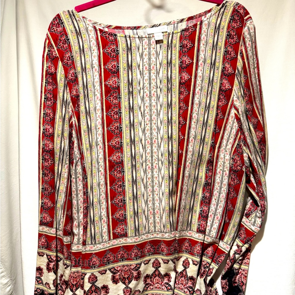 J Jill XL neck multi colored striped tunic.